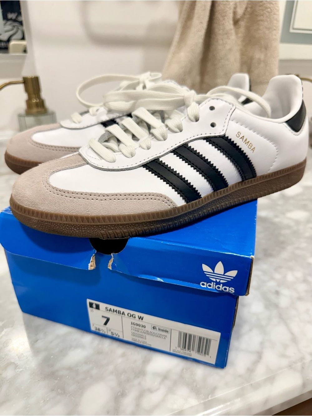 adidas Samba White Black with Gum Sole Sneakers